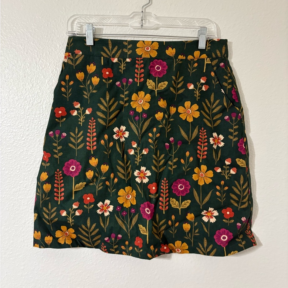 Princess Highway Dark Green Floral A-Line Skirt